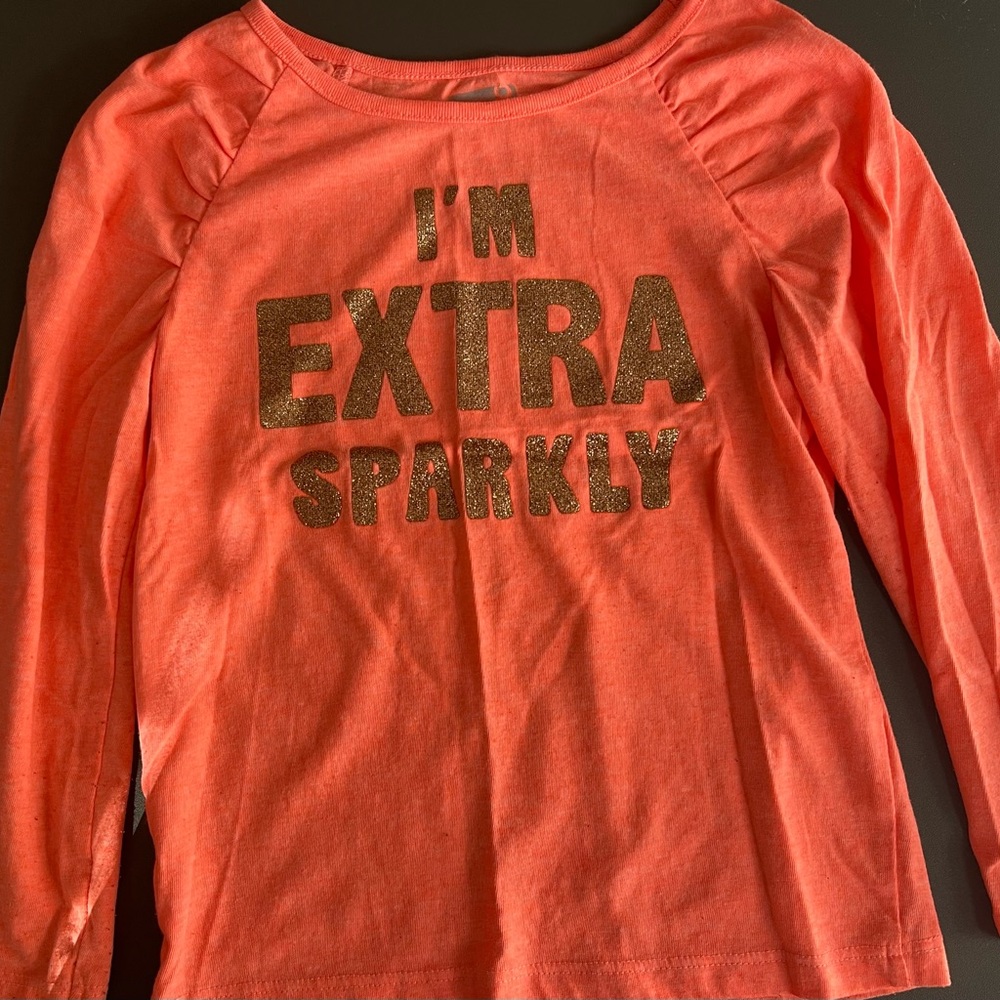 Crazy 8 Bright Coral & Gold Girls Shirt - Size 4T